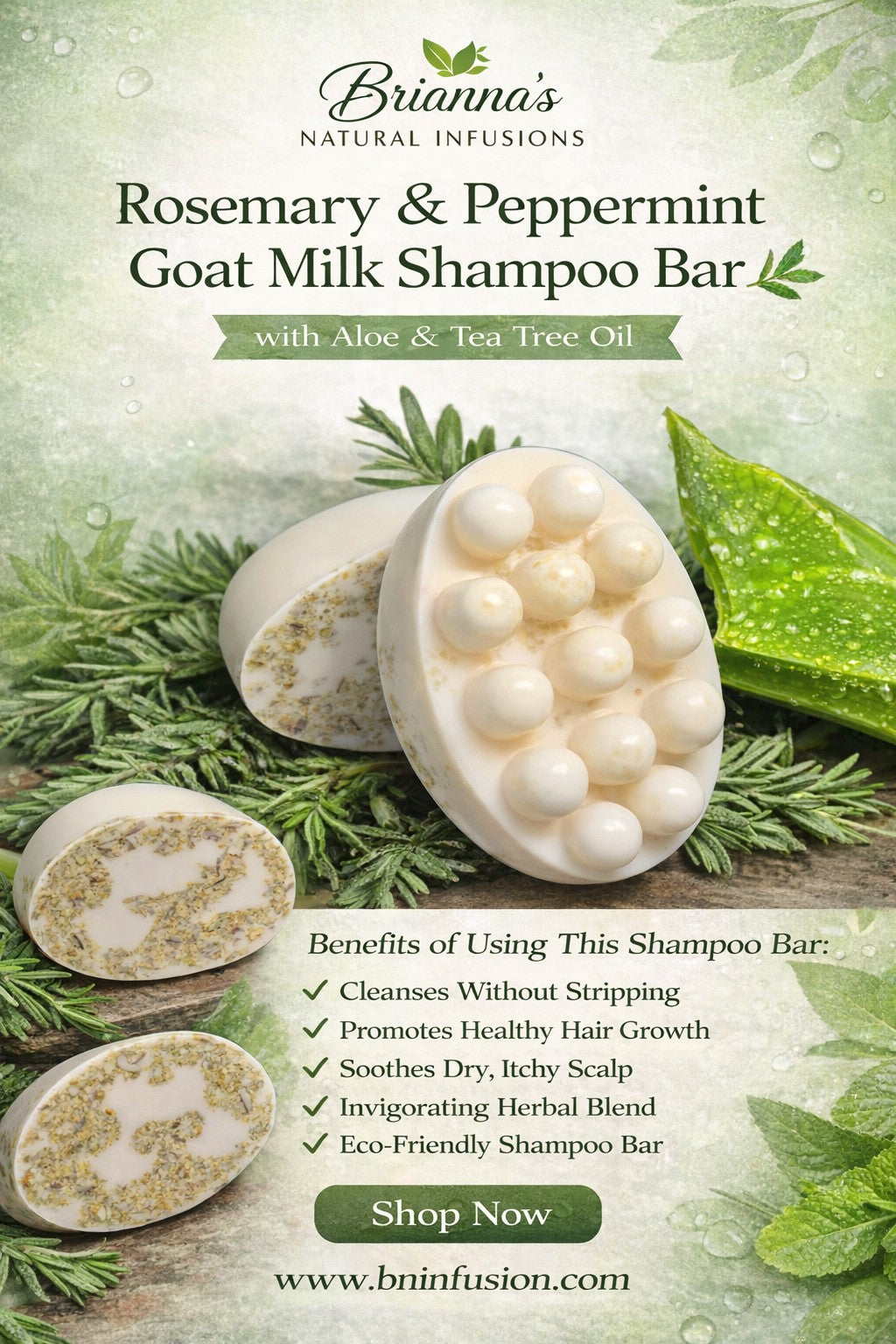 Rosemary & Peppermint Goat Milk Shampoo Bar