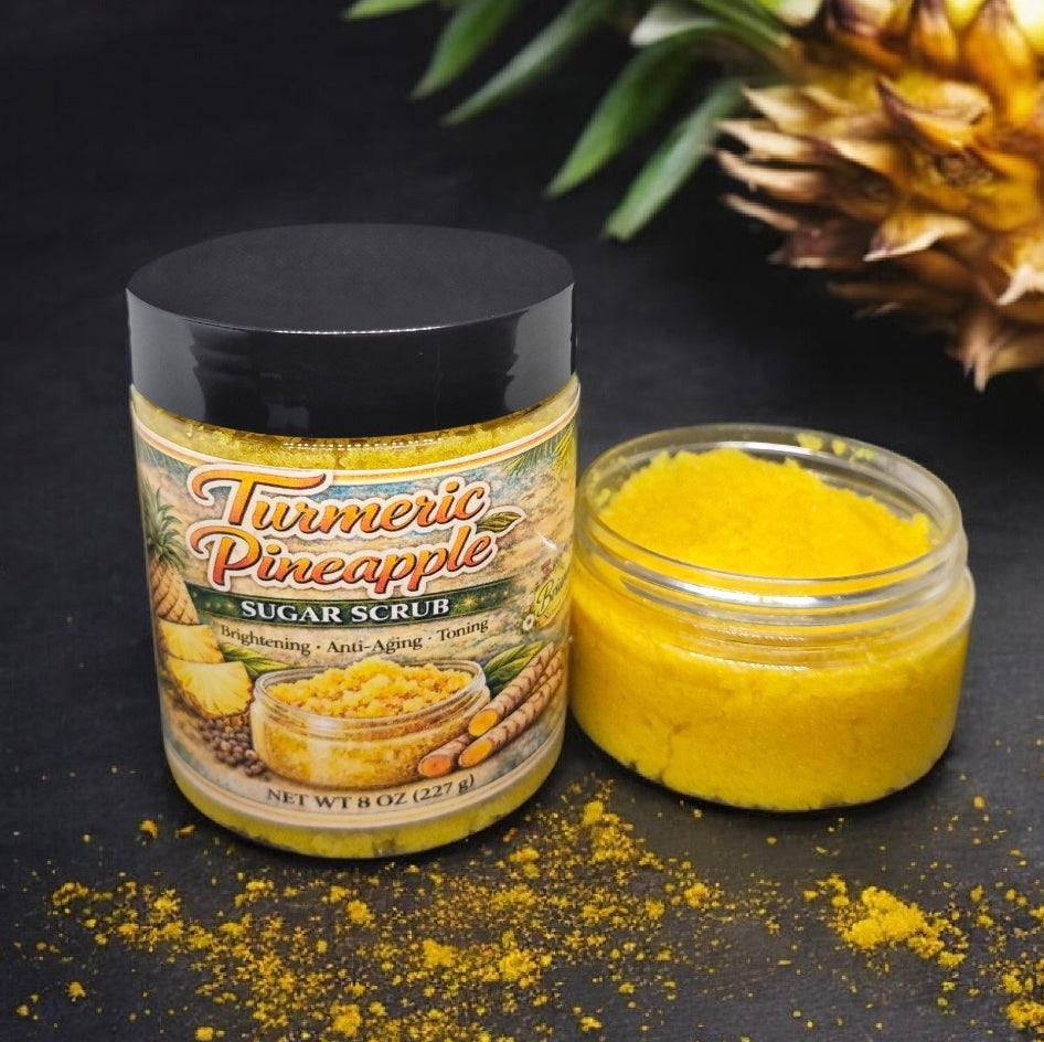 TURMERIC PINEAPPLE SUGAR SCRUB (for lips, face, and body)