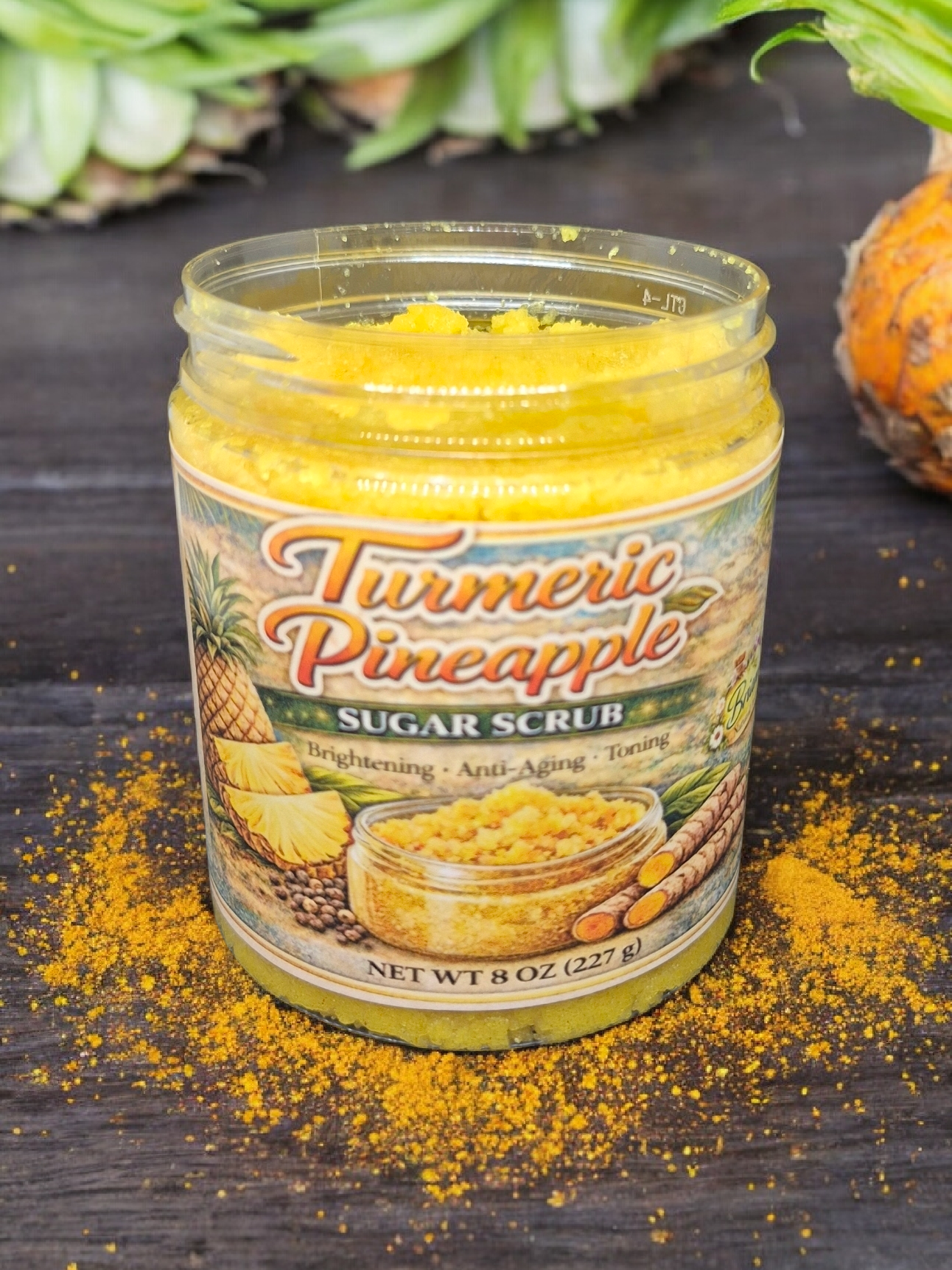 TURMERIC PINEAPPLE SUGAR SCRUB (for lips, face, and body)