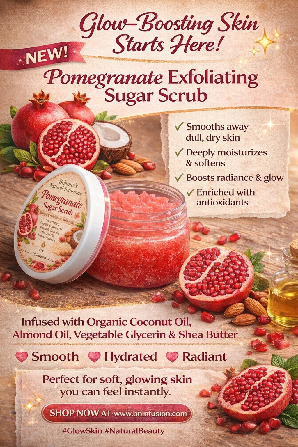 Pomegranate Sugar Scrub 4 oz